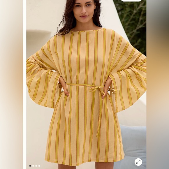 Soleil Soleil Dresses & Skirts - Yellow Striped Bell-Sleeve Dress